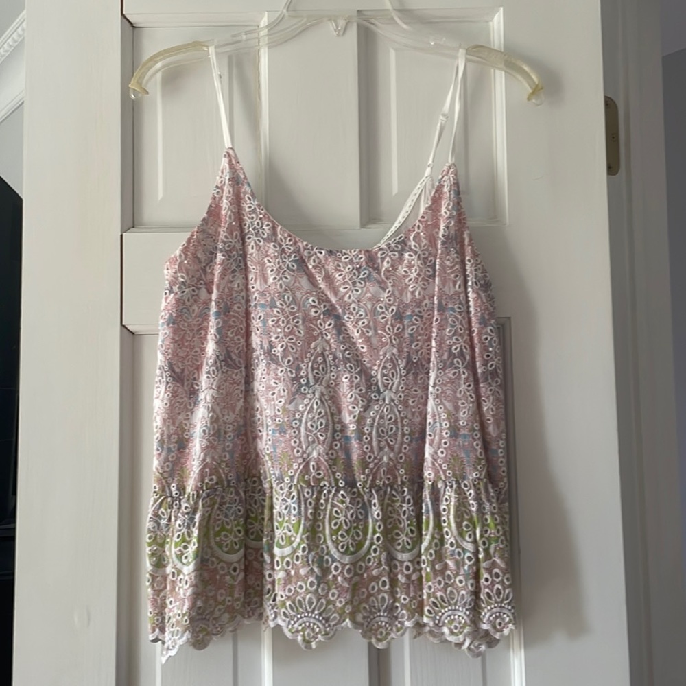 Anthro, size 6, peplum eyelet tank. Feather Bone brand, worn once